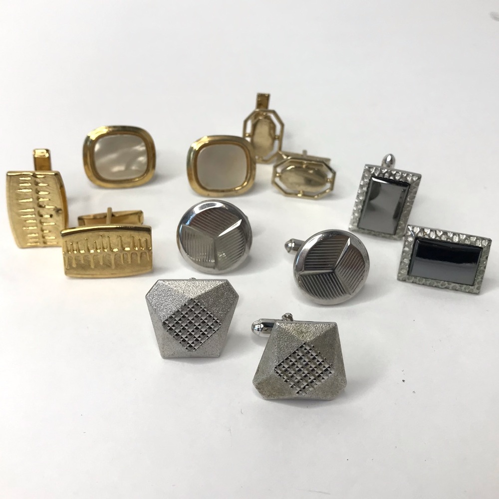 Cuff links Lot (6) Vintage Gold Silver Tone
